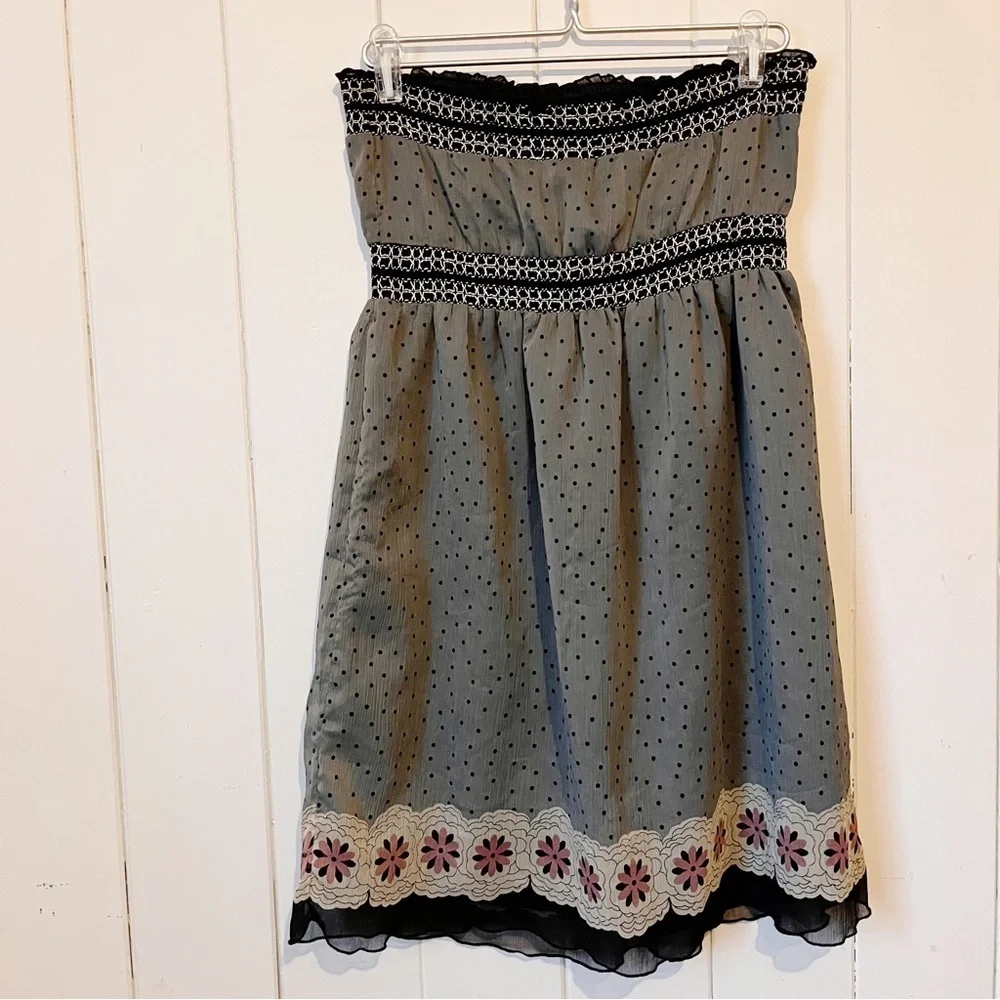 Vintage Smart Set Grey Black and Pink Strapless Dress. Size Large. - Picture 10 of 10